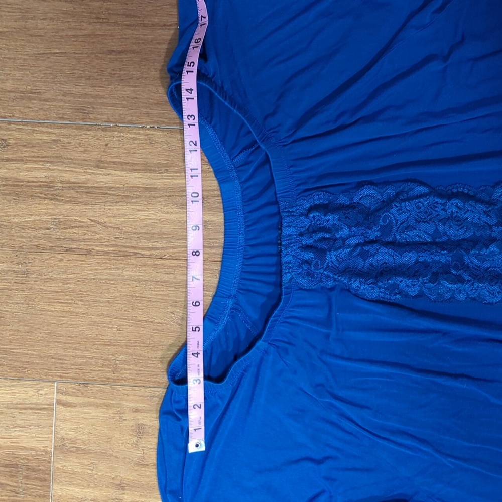 Lane Bryant Peasant Style Blue Top with Lace. - Picture 9 of 12